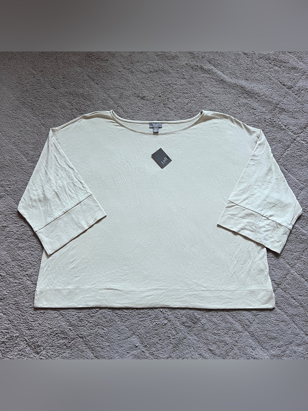 NWT J. Jill Lightweight Top Stretch Boxy 3/4 Sleeve Old Money Minimalist Sz XLP